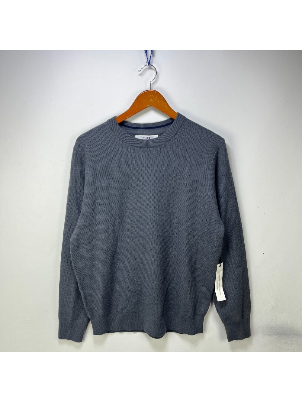 Wilt Mott Grey Waffle Knit Crew Neck Mens Sweater M